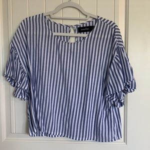 White and Blue Striped Top